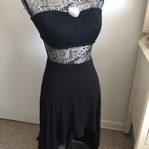 Black Stretch high low maxi  Skirt